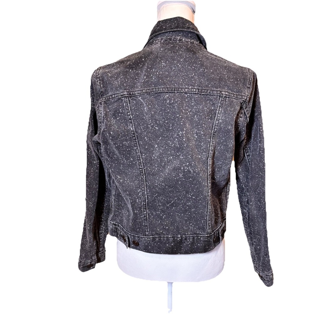 Levi's Black Splatter Denim Trucker Jacket Women's Size Small Acid Wash - Picture 2 of 8